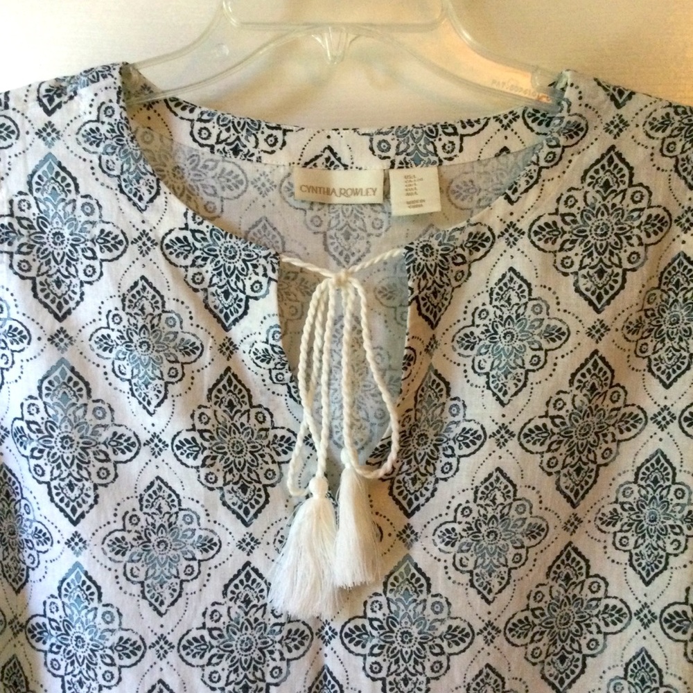 Cynthia Rowley Blue batik print dress coverup L large